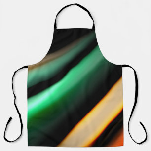 Abstract silk smooth lines on black, multicolored apron
