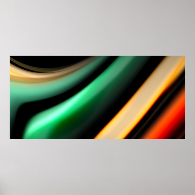 Abstract silk smooth lines on black, multicolored  poster (Front)