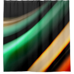 Abstract silk smooth lines on black, multicolored shower curtain