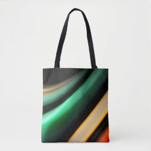 Abstract silk smooth lines on black, multicolored  tote bag
