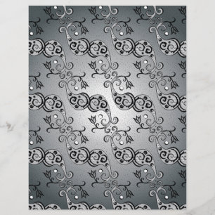 Abstract Silver and black Tulip Boteh Pattern