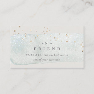 Abstract Silver Aqua Brush Stoke Refer a Friend Business Card