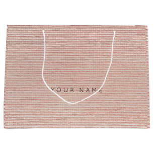 Abstract Silver Blush Metallic Crystals Rose Matte Large Gift Bag