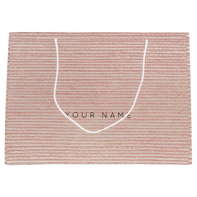 Abstract Silver Blush Metallic Crystals Rose Matte Large Gift Bag (Front)
