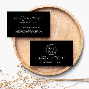 Abstract Silver Circles Monongram Business Card