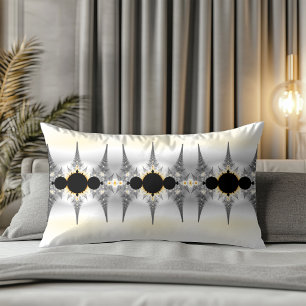 Abstract Silver Fractal Pattern Lumbar Cushion