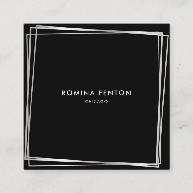 Abstract Silver Frames Modern Professional Square Business Card (Front)