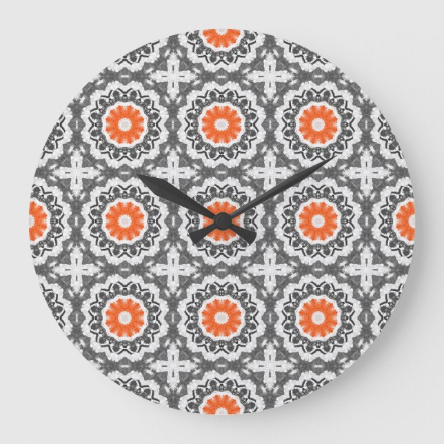 Abstract Silver: Geometric Seamless Design. Large Clock (Front)
