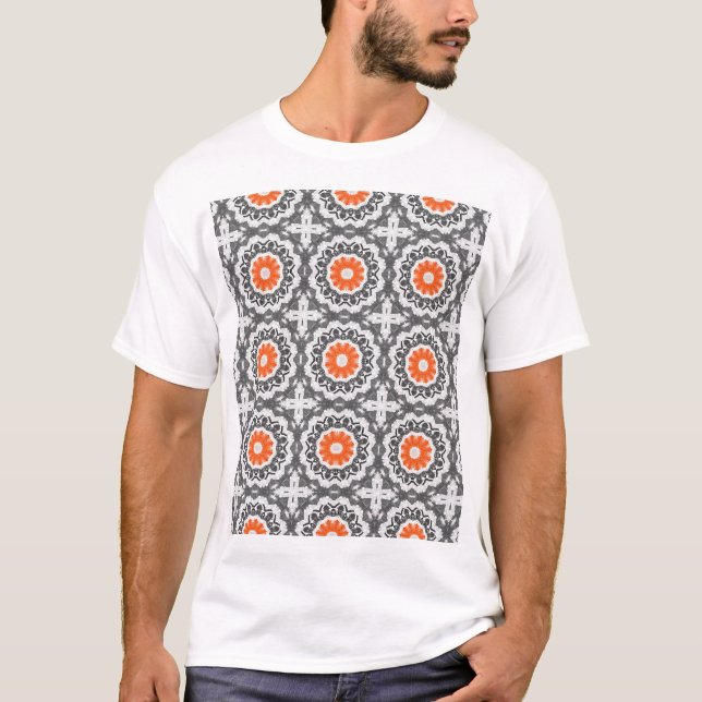 Abstract Silver: Geometric Seamless Design. T-Shirt (Front)