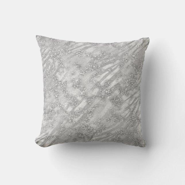 Abstract Silver Grey Graphite Sparkly Glitter Lux Cushion (Front)