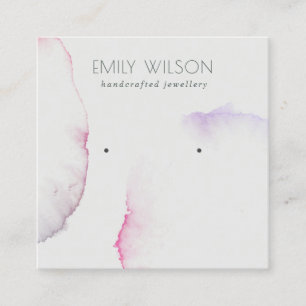 Abstract Silver Grey Pink Purple Earring Display Square Business Card