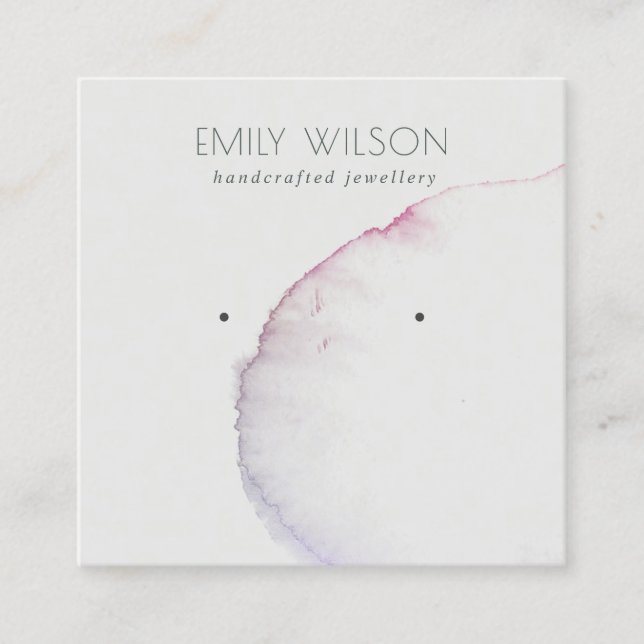 Abstract Silver Grey Pink Purple Earring Display Square Business Card (Front)