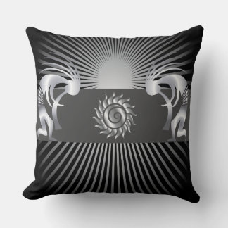 Abstract Silver Kokopelli Throw Pillow