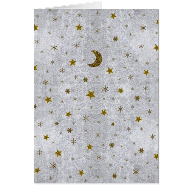 Abstract silver paper with gold stars, moon (Front)