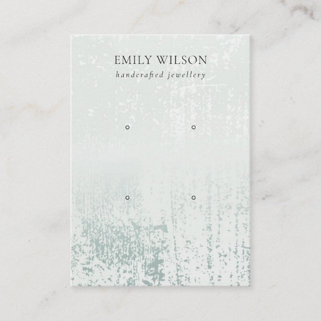Abstract Silver Rain Aqua 2 Stud Earring Display Business Card (Front)