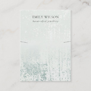 Abstract Silver Rain Aqua Texture Necklace Display Business Card