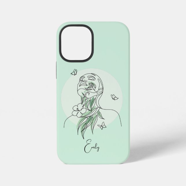 Abstract Simple Line Art Woman Illustration iPhone Case (Back)