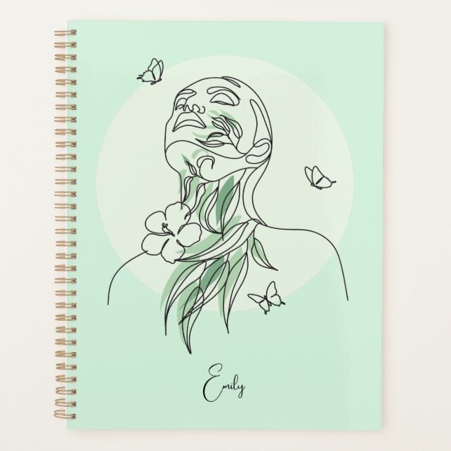 Abstract Simple Line Art Woman Illustration Planner (Front)