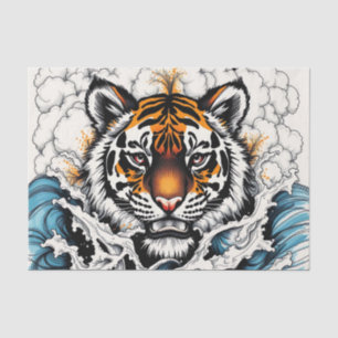 Abstract Sketch Tiger in Water Tissue Paper