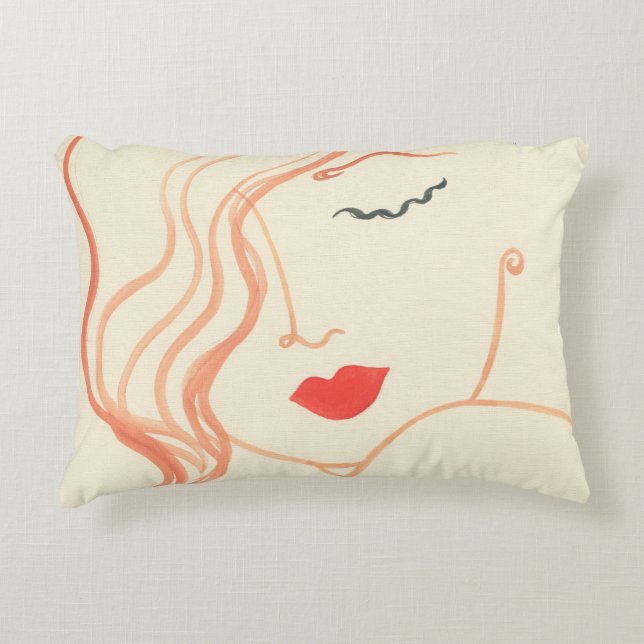 Abstract sketch woman face decorative cushion (Front)