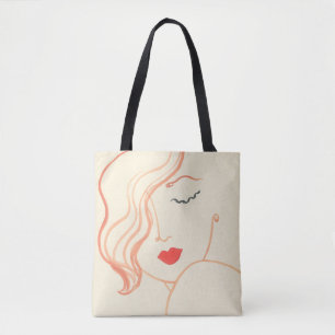Abstract sketch woman face tote bag