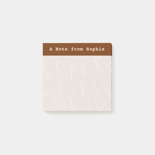 Abstract Sketchy Lines Personalized | Dark Brown Post-it Notes (Front)