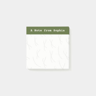 Abstract Sketchy Lines Personalized Olive Green Post-it Notes