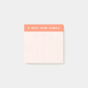 Abstract Sketchy Lines Personalized Salmon Pink Post-it Notes