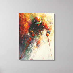 Abstract Skier Art - Winter Sports Action Canvas Print