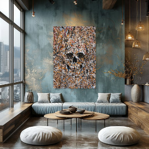 Abstract Skull Drip Painting Modern Wall Art