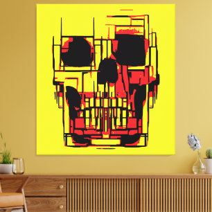Abstract Skull in Vibrant Colours Canvas Print