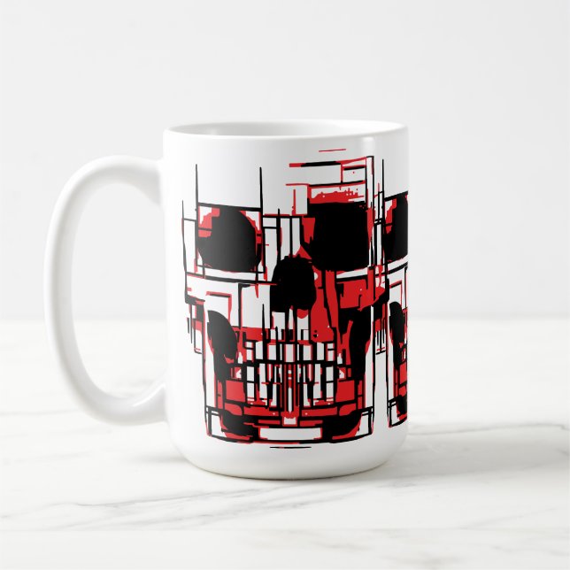 Abstract Skull in Vibrant Colours Coffee Mug (Left)