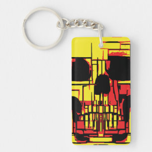 Abstract Skull in Vibrant Colours Key Ring
