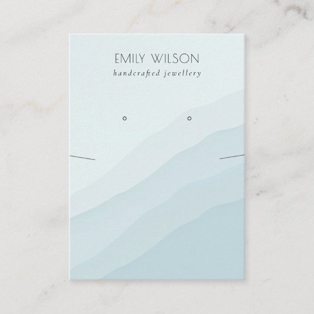 Abstract Sky Blue Waves Necklace Earring Display Business Card (Front)