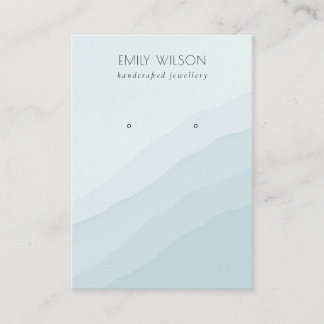Abstract Sky Blue Waves Stud Earring Display Business Card