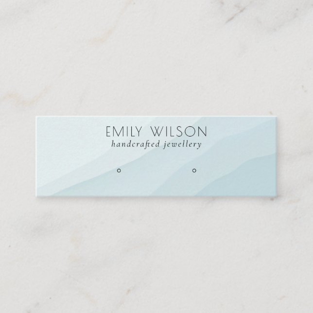 Abstract Sky Blue Waves Stud Earring Display Mini Business Card (Front)
