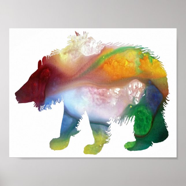 Abstract sloth bear silhouette poster (Front)