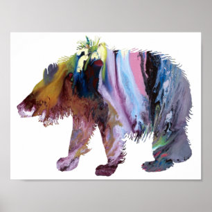 Abstract sloth bear silhouette poster