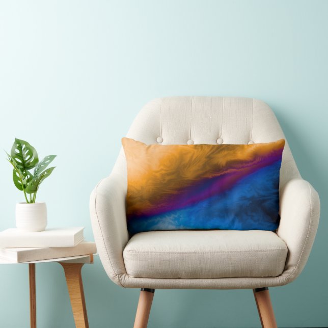 Abstract Smoke Pattern - Colourful Modern Fabric  Lumbar Cushion (Chair)