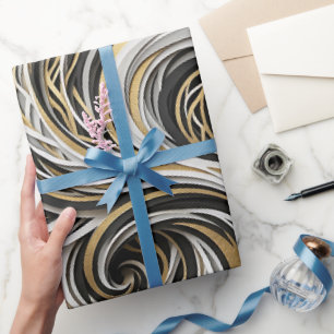 Abstract Smoke Swirl Gold Wrapping Paper