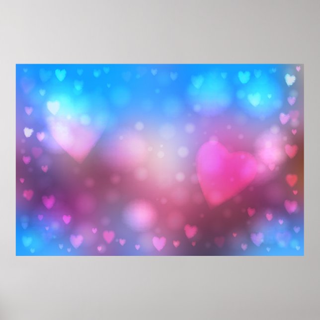 Abstract smooth blur blue and pink background with poster (Front)