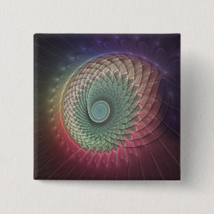 Abstract Snail Colourful Modern Fractal Art 15 Cm Square Badge