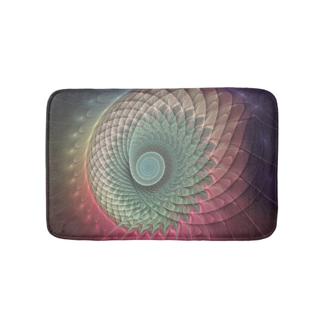 Abstract Snail Colourful Modern Fractal Art Bath Mat (Front)