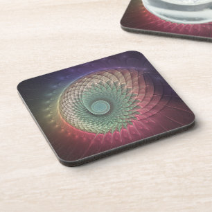 Abstract Snail Colourful Modern Fractal Art Coaster