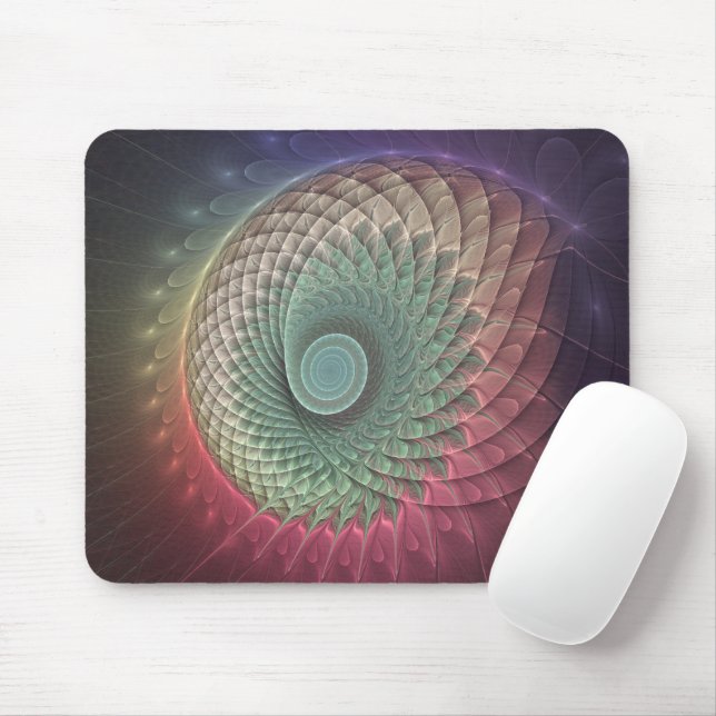 Abstract Snail Colourful Modern Fractal Art Mouse Pad (With Mouse)