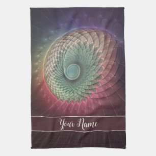 Abstract Snail Colourful Modern Fractal Art Name Tea Towel