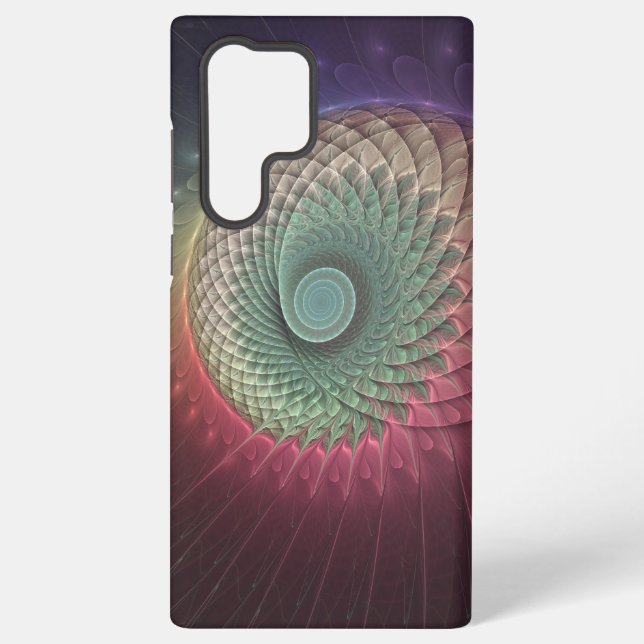 Abstract Snail Colourful Modern Fractal Art Samsung Galaxy S22 Ultra Case (Back)