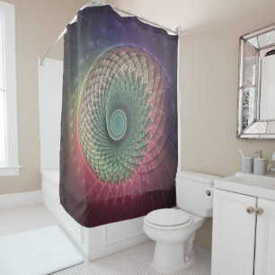 Abstract Snail Colourful Modern Fractal Art Shower Curtain