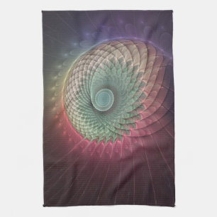 Abstract Snail Colourful Modern Fractal Art Tea Towel