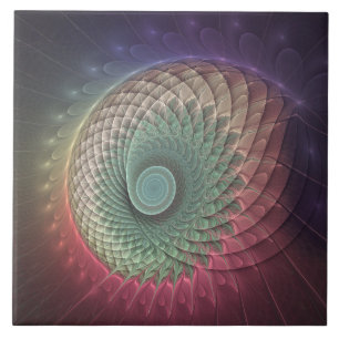 Abstract Snail Colourful Modern Fractal Art Tile